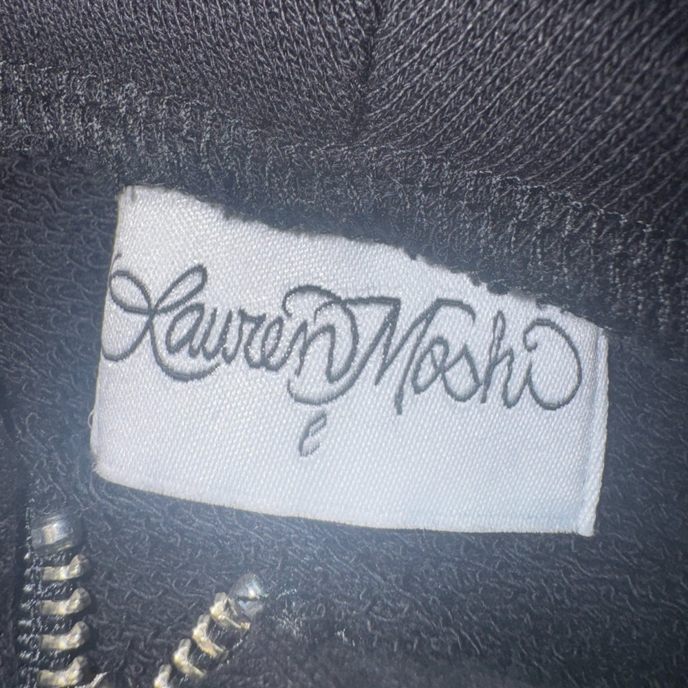 Lauren Moshi Koa Crystal Opal Butterfly Embellished Zip Black Hoodie Size Large - Picture 8 of 13